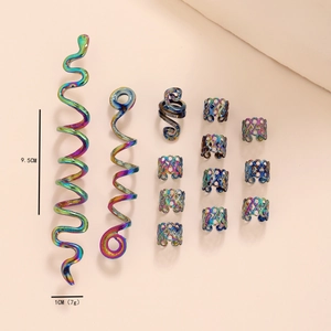 12-piece set of iridescent Viking Celtic hair spirals and snakes for dreadlocks braids