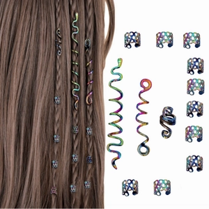 Iridescent Alloy Snake Spiral Dreadlock Hair Clips Viking Celtic Knot Braid Accessories For Women Vintage Ethnic Hair Jewelry