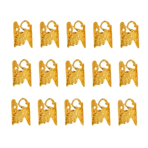 Set of 15 gold hollow butterfly wing hair rings and metallic pendants for braids
