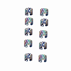 Detail of 10-piece iridescent celtic knot hair clips with hollow braided texture