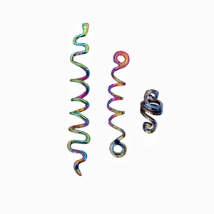 Rainbow gradient spiral hair jewelry for locs and celtic braids set of three