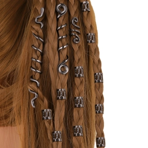 Vintage Viking Celtic Knot Braid Hair Clips Spiral Snake Dreadlock Jewelry Set Ethnic Alloy Spiral Braid Rings Accessory