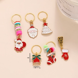 Christmas charms set featuring Santa and snowflakes for DIY hair accessories and braiding