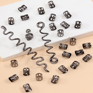 Viking Celtic knot spiral snake hair clips set for dreadlocks in gunmetal finish