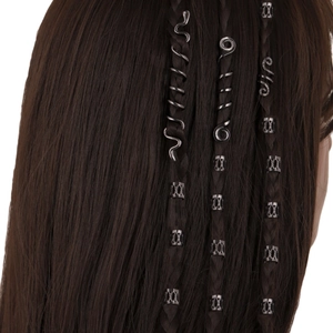 Vintage Viking Celtic snake spiral hair clips and silver cuffs for braided hair styling