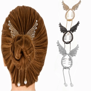Elegante flügelförmige Haarklammern mit Strass, Perlen und Quasten für Mädchen