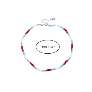 Colorful glass seed bead necklace with lobster clasp, 45cm length and 10g weight