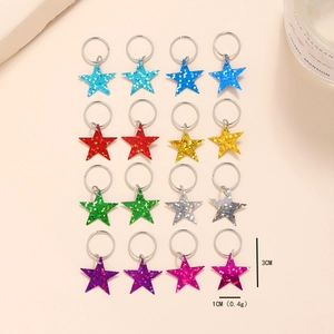 Y2K colorful sequin star hair ring charms set with 16 vibrant glitter pendants