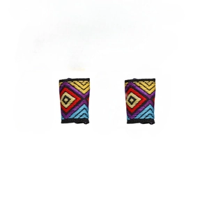 Détails de bijoux de cheveux brodés bohémiens colorés pour dreadlocks avec motifs géométriques