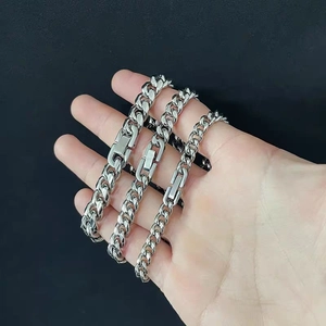 Hip Hop Cuban Link Bracelet Titanium Steel Non-Fading Curb Chain Silver Color Minimalist Streetwear Jewelry Gift For Men Women