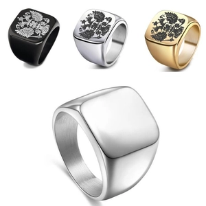 Anello con Sigillo da Uomo in Acciaio Inossidabile Vintage Emblema dell'Aquila Quadrato Lucido Gioielli Punk per Uomo