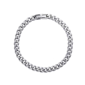 Polished silver cuban link bracelet for men with secure folding clasp minimalist style