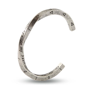 Vintage Viking Mobius Stainless Steel Bangle Engraved Always In My Heart Antique Silver Open Cuff Bracelet For Men Women