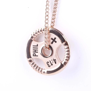 Halterplaat hanger ketting roségoud met PHIL 4:13 gravering voor fitness liefhebbers