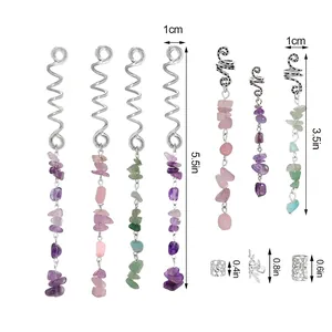 Size guide for natural stone hair spirals and hollow metal braid rings for women