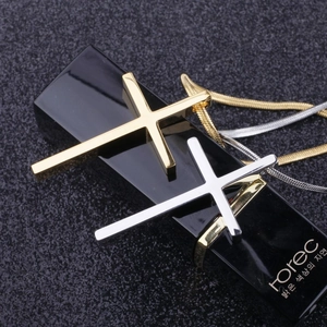 Minimalist Titanium Steel Cross Pendant Necklace For Men Women Polished Gold Silver Religious Fashion Jewelry Gift