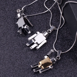 Collier Pendentif Robot Mécanique en Acier Inoxydable Hip Hop Style Mecha Industriel Unisexe Longue Chaîne Bijoux