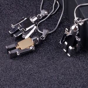 Colliers avec pendentif robot en acier titane et chaînes serpent, argent et or