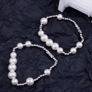Unisex Hip Hop Artificial Pearl Bracelet Stainless Steel Beads Handmade Jewelry For Daily Party Personalized Unique Style