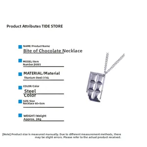 Detailed view of the bitten chocolate pendant made from durable 316L stainless steel