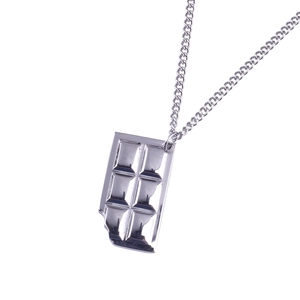 Hip hop titanium steel necklace featuring a unique bitten chocolate bar pendant