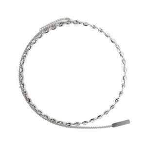 Collier Double Couche en Acier Inoxydable Grain de Café Avec Pendentif Rectangulaire Hip Hop Choker Unisexe