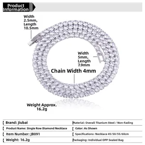 Premium 4mm silver-colored stainless steel tennis necklace with high-quality cubic zirconia