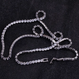 Classic silver-toned tennis chain necklace with round-cut sparkling cubic zirconia