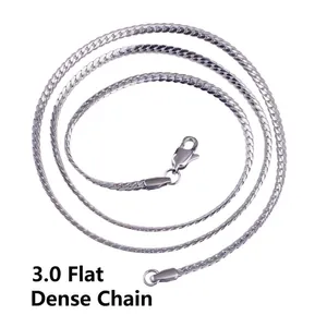 Minimalist 3.0mm flat dense silver stainless steel chain necklace for men and women