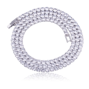 Luxury Hip Hop Tennis Chain Silver Color Stainless Steel Cubic Zirconia Necklace Bracelet For Men Women Jewelry