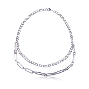 Double Layer Titanium Steel Necklace Curb And Paperclip Chain Splicing Hip Hop Streetwear Personal Jewelry For Men Women