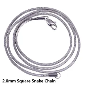 Titanium Steel Necklace Square Snake Chain Flat Dense Chain Minimalist Hip Hop Streetwear Jewelry For Men Women Unisex