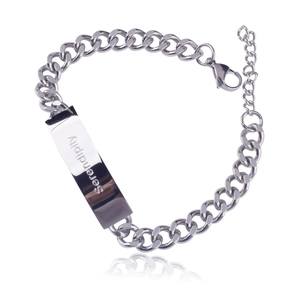 Unisex titanium steel Serendipity id bracelet with adjustable cuban link chain