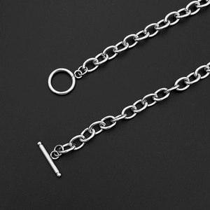 Stainless Steel OT Clasp Minimalist Thick Chain Necklace Street Hip Hop Style For Men Women Unisex Polished Silver Tone Jewelry