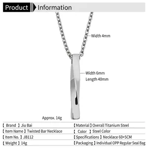 Collier minimaliste avec pendentif cylindrique en spirale en acier inoxydable poli brillant