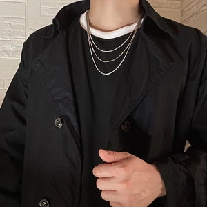 Three-layer silver stainless steel snake chain necklace for a minimalist layered look