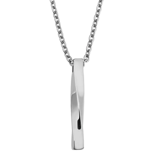 Collier minimaliste en acier inoxydable avec pendentif cylindrique torsadé argenté