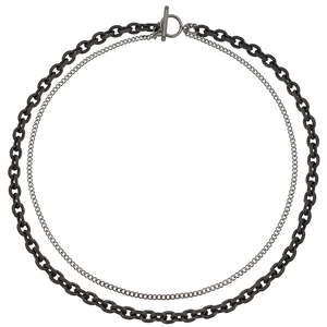 Collana vintage a doppio strato con fibbia OT in argento antico per uomo e donna