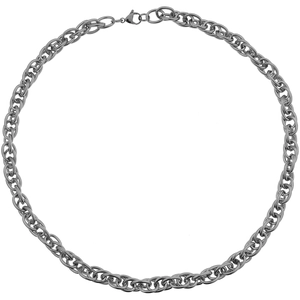 Chunky silver metal twist chain necklace with lobster clasp in a minimalist street style