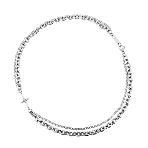 Collier ras du cou double épaisseur en acier inoxydable avec pendentif étoile