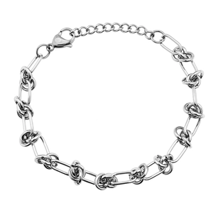 Hip hop titanium steel knot chain bracelet with adjustable lobster clasp in silver finish