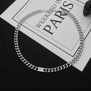 Collier à Maillons Cubains en Acier Inoxydable pour Homme Femme Hip Hop Streetwear Chaîne Polie Avec Pendentif Carré