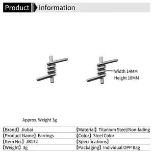 Titanium steel thorn design earrings in silver finish, pair of creative thorn wire studs