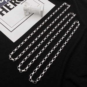 Titanstahl Venezianerkette Halskette Silber Minimalistisch Quadratische Gliederkette Hip Hop Streetwear Damen Herren Schmuck