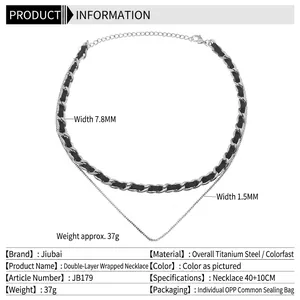 Collana a doppio strato in acciaio al titanio da uomo con design intrecciato nero e oro