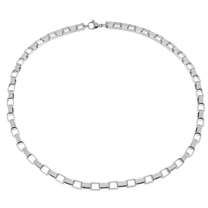 Neutrale High-Street Silber-Box-Halskette mit rechteckigen Gliedern und Karabinerverschluss