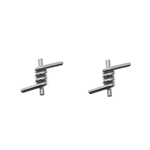 Industrial style thorny wire knot stud earrings in silver stainless steel for men and women