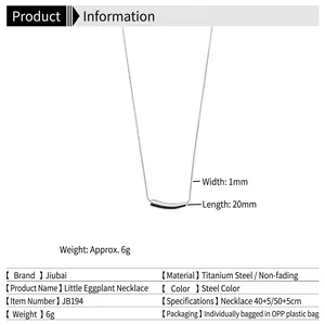 Minimalist titanium steel snake chain necklace with curved bar pendant in steel color