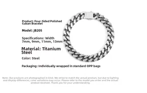 Bracciale a catena barbazzale in acciaio inossidabile argento con chiusura sicura