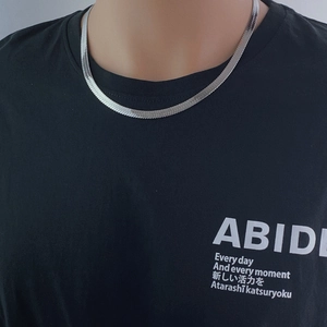 Collier Chaîne à Chevrons Hip Hop Acier Titane Chaîne Plate Minimaliste Streetwear Unisexe Bijoux Accessoires